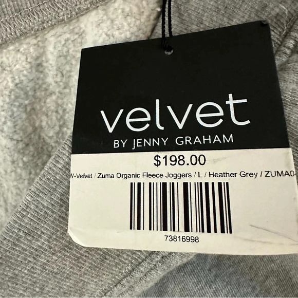 Velvet by Jenny Graham Zuma Organic Fleece Joggers Heather Gray Size L NWT - Picture 5 of 8